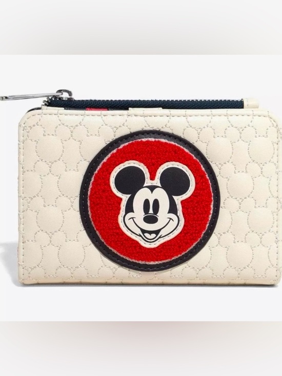 Loungefly Handbags - Loungefly Cream Wallet with Red & Black Mickey Patch